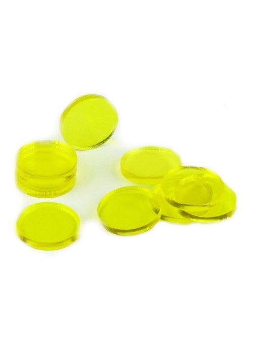 Znaczniki akryl żółte okrągłe 22x3mm 10szt