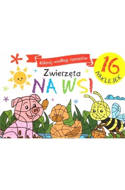 Zwierzęta na wsi. Koloruj według numerów