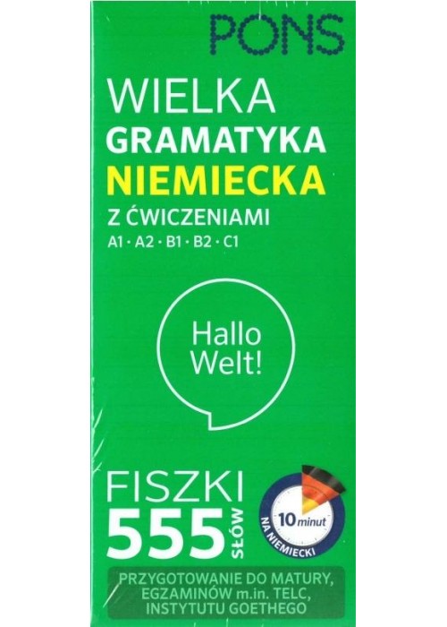 Fiszki 555. Wielka gramatyka niemiecka z ćw. A1/C1