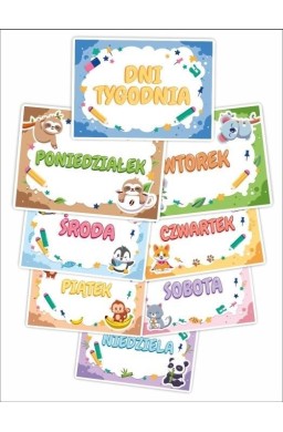 Plansze edukacyjne. Dni tygodnia (8 kart)