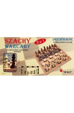 Szachy, warcaby 2w1 drewniane