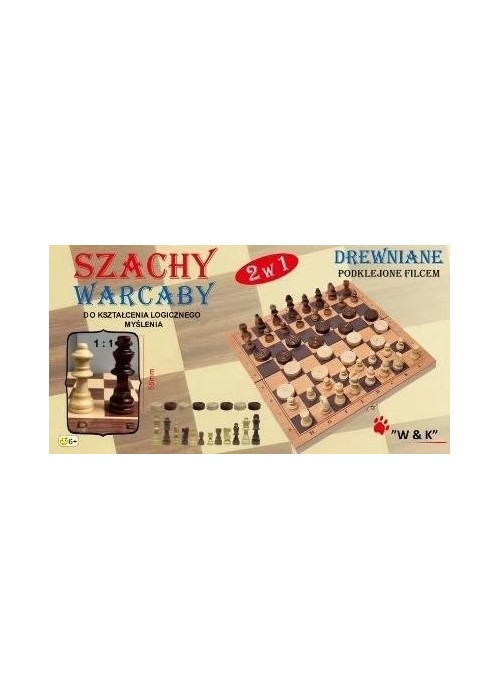 Szachy, warcaby 2w1 drewniane