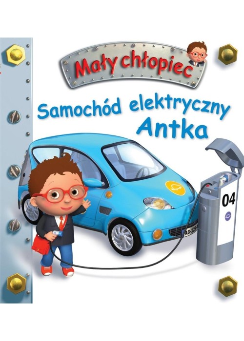 Mały chłopiec. Samochód elektryczny Antka
