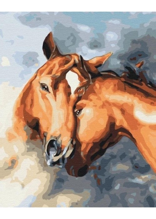 Malowanie po numerach Czułe konie 40x50cm