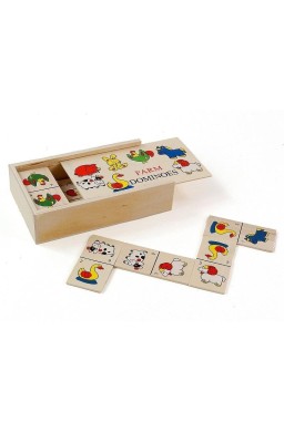 Domino drewniane obrazkowe w pudełku