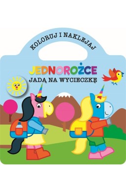 Koloruj i naklejaj. Jednorożce jadą na wycieczkę