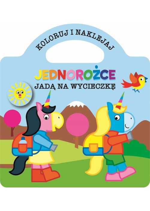 Koloruj i naklejaj. Jednorożce jadą na wycieczkę