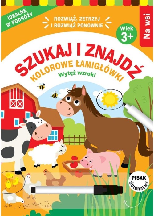 Szukaj i znajdź. Kolorowe łamigłówki. Na wsi