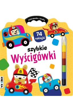 Kolorowanka z kredką. Szybkie wyścigówki