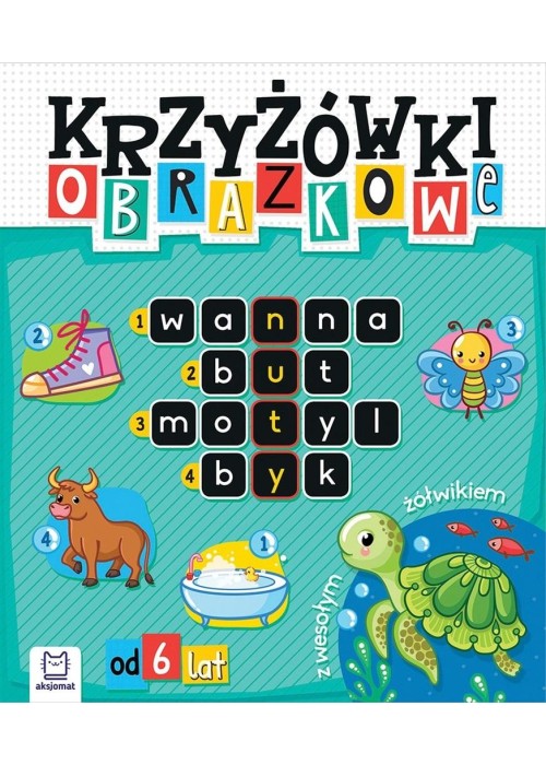 Krzyżówki obrazkowe z wesołym żółwikiem. Od 6 lat