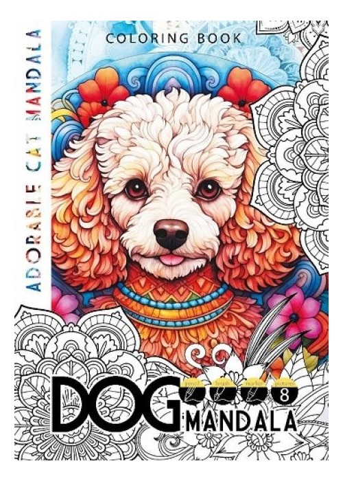 Kolorowanka A4 8 obrazków Dog mandala Psy