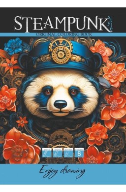 Kolorowanka A4 8 obrazków Steampunk Panda