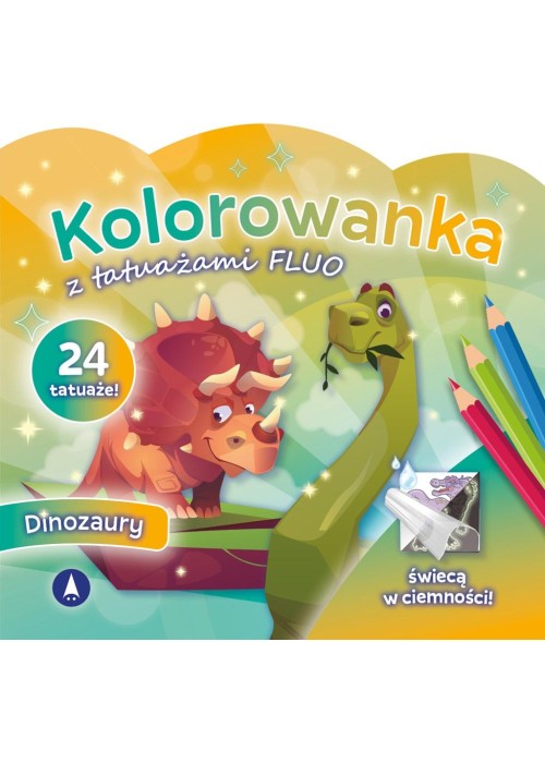 Kolorowanka z tatuażami fluo Dinozaury