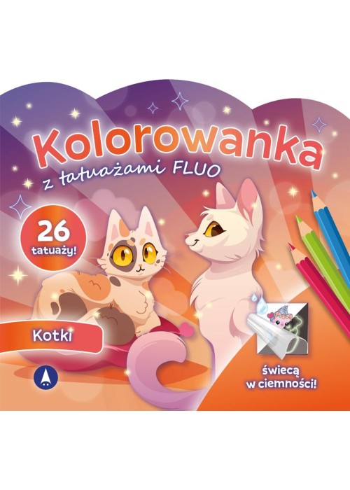 Kolorowanka z tatuażami fluo Kotki