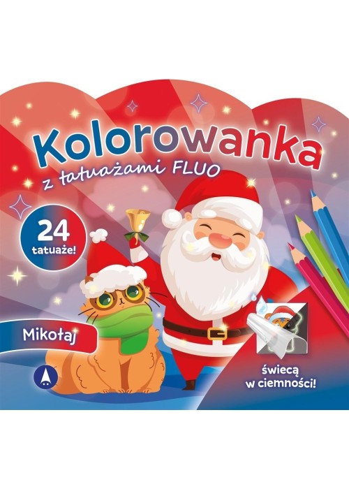 Kolorowanka z tatuażami fluo Mikołaj Kolorowanka z tatuażami fluo Mikołaj