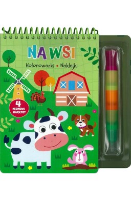 Na wsi. Kolorowanki naklejki 4 neonowe markery