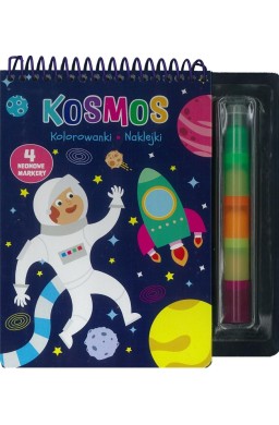 Kosmos. Kolorowanki, naklejki, 4 neonowe markery