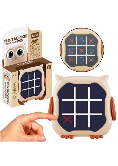 Gra 3w1 Kółko i Krzyżyk memory sowa beżowa Gra 3w1 Kółko i Krzyżyk memory sowa beżowa