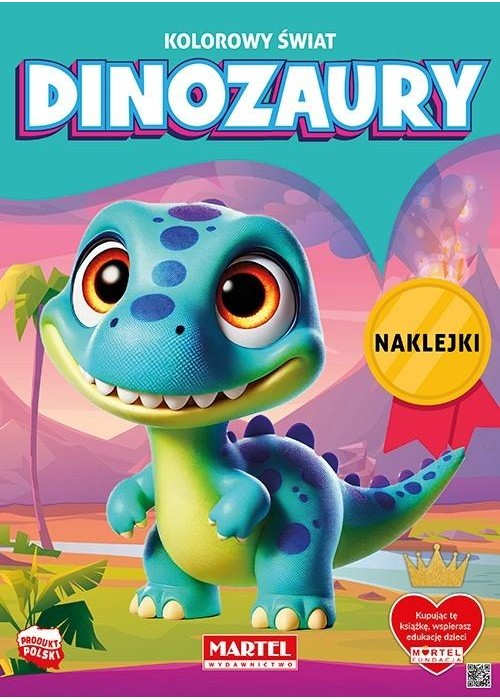 Ko0lorowanka Kolorowy świat Dinozaury z naklejkami