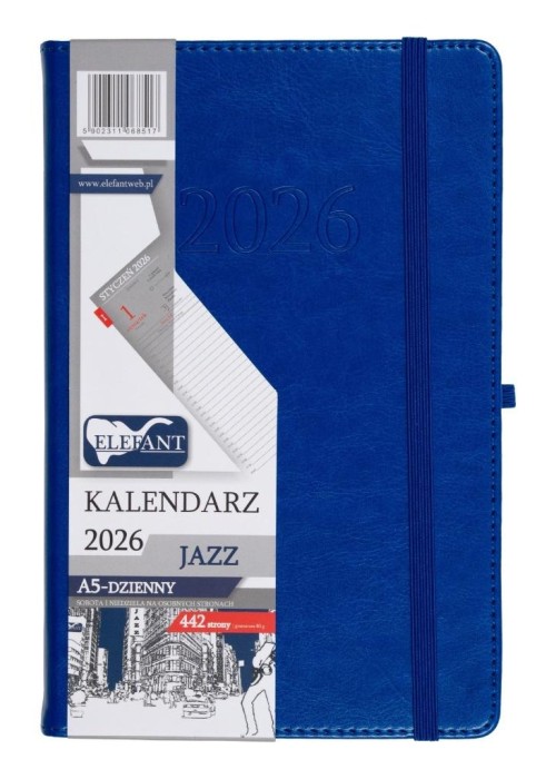 Kalendarz 2026 A5 dzienny Jazz niebieski Kalendarz 2026 A5 dzienny Jazz niebieski