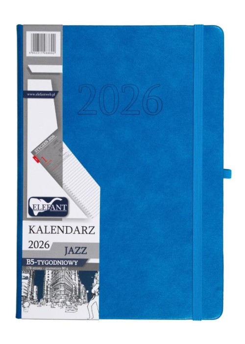 Kalendarz 2026 B5 tygodniowy Jazz niebieski Kalendarz 2026 B5 tygodniowy Jazz niebieski