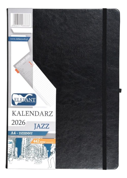 Kalendarz 2026 A4 dzienny Jazz czarny Kalendarz 2026 A4 dzienny Jazz czarny