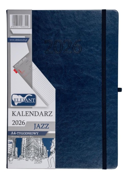 Kalendarz 2026 A4 tygodniowy Jazz granatowy Kalendarz 2026 A4 tygodniowy Jazz granatowy