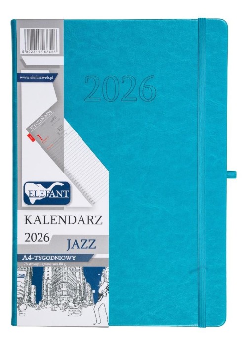 Kalendarz 2026 A4 tygodniowy Jazz turkusowy Kalendarz 2026 A4 tygodniowy Jazz turkusowy