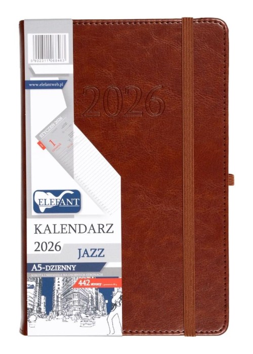 Kalendarz 2026 A5 dzienny Jazz brązowy