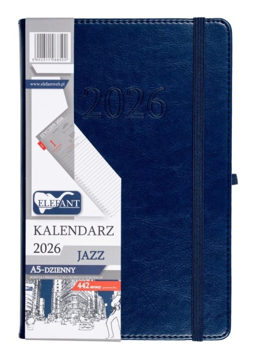 Kalendarz 2026 A5 dzienny Jazz granatowy