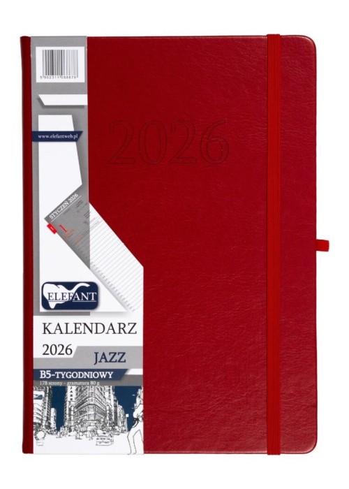 Kalendarz 2026 B5 tygodniowy Jazz czerwony