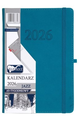 Kalendarz 2026 A5 tygodniowy Jazz turkusowy