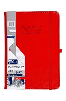 Kalendarz 2026 B6 dzienny Jazz czerwony
