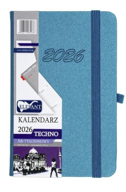 Kalendarz 2026 A6 tygodniowy Techno turkusowy