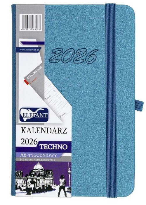 Kalendarz 2026 A6 tygodniowy Techno turkusowy Kalendarz 2026 A6 tygodniowy Techno turkusowy