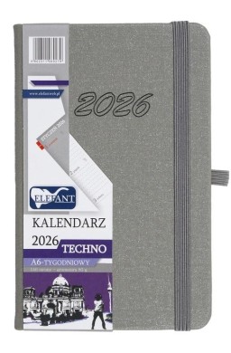 Kalendarz 2026 A6 tygodniowy Techno szary