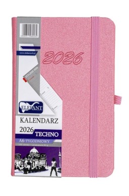 Kalendarz 2026 A6 tygodniowy Techno różowy