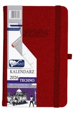 Kalendarz 2026 A6 tygodniowy Techno czerwony