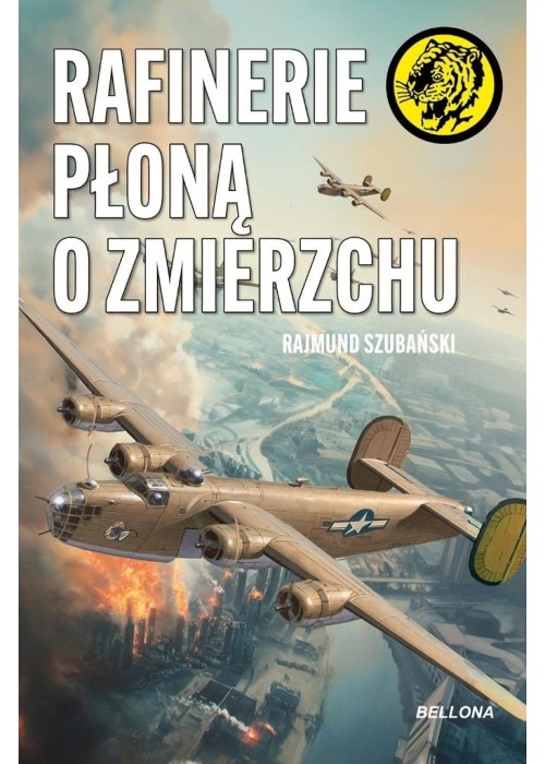 Rafinerie płoną o zmierzchu
