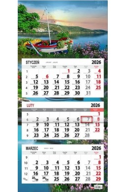 Kalendarz 2026 trójdzielny płaska główka Łódka