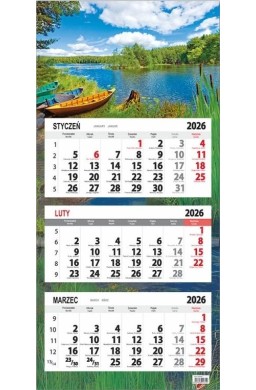 Kalendarz 2026 trójdzielny płaska główka Jezioro