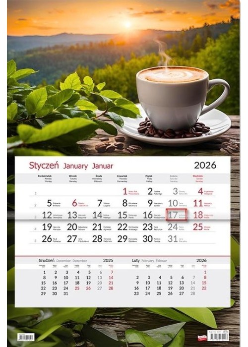 Kalendarz 2026 jednodzielny Kawa Kalendarz 2026 jednodzielny Kawa