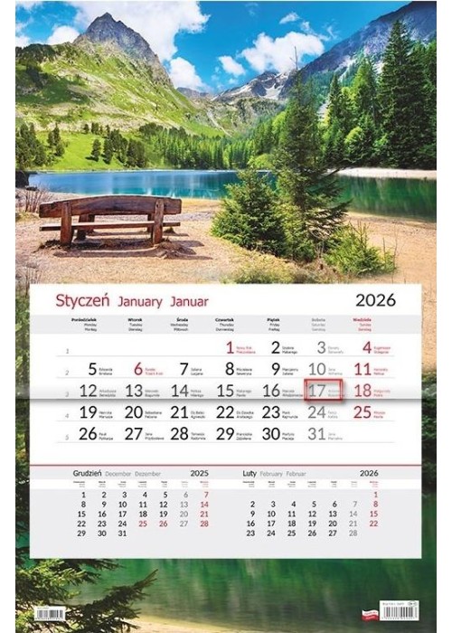 Kalendarz 2026 jednodzielny Ławka Kalendarz 2026 jednodzielny Ławka