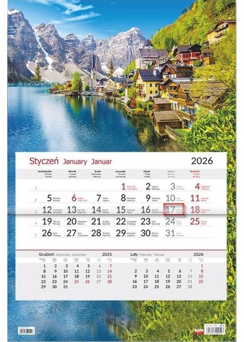 Kalendarz 2026 jednodzielny Miasteczko Kalendarz 2026 jednodzielny Miasteczko