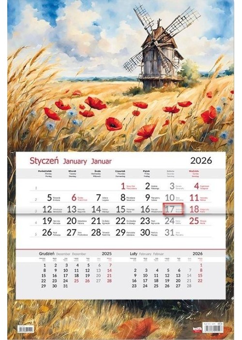 Kalendarz 2026 jednodzielny Młyn Kalendarz 2026 jednodzielny Młyn