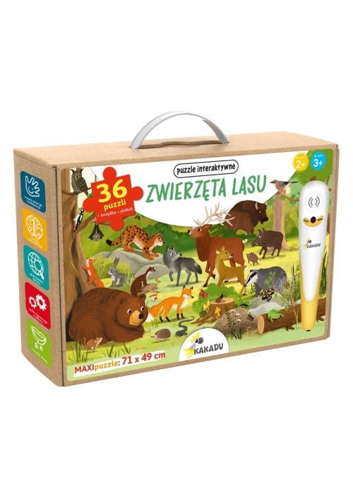 Zwierzęta lasu. Puzzle interaktywne Kakadu