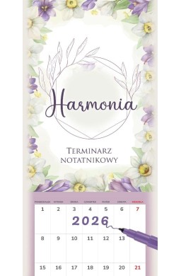 Kalendarz 2026 notatnikowy 46x22cm Harmonia
