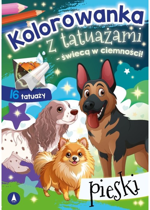 Kolorowanka z tatuażami świecą w ciemności! Pieski