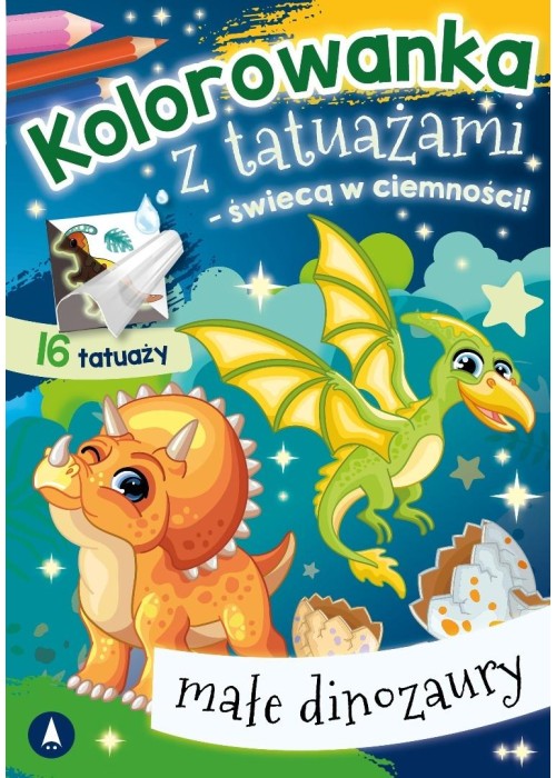 Kolorowanka z tatuażami Małe dinozaury