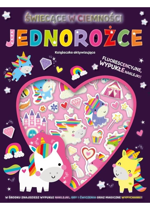 Wypukłe naklejki świecące w ciemności. Jednorożce